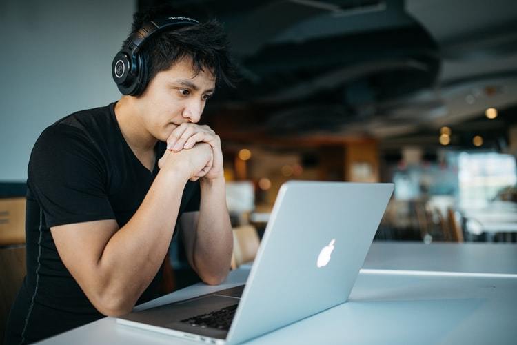 a person studying online